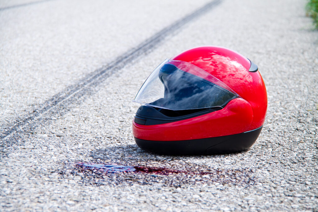 Red motorcycle helmet