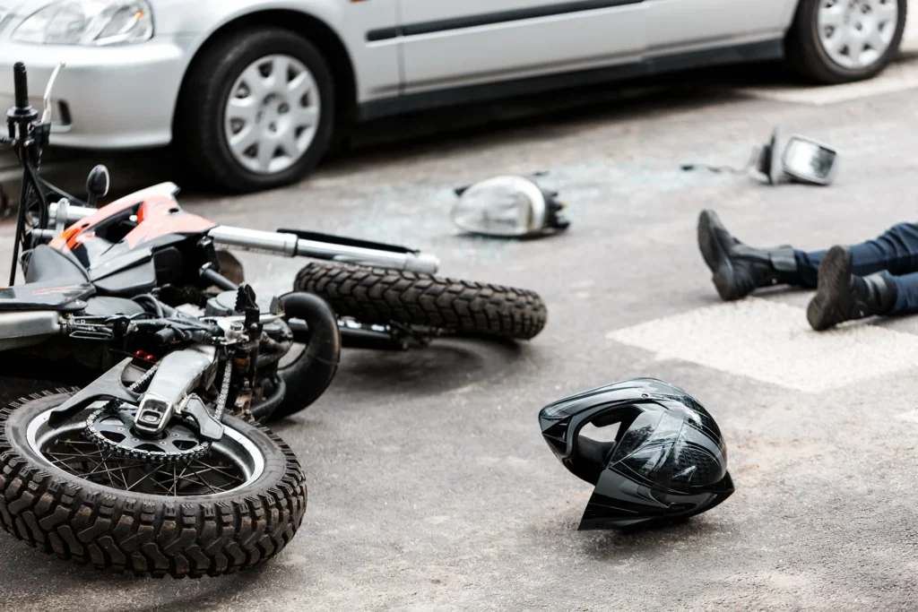 Motorcycle accident at an intersection